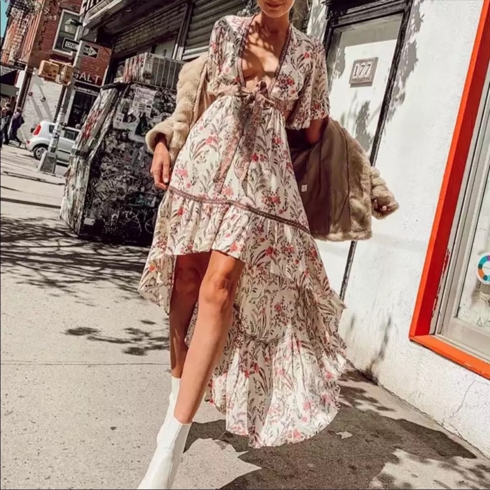💃🏻Austin Boho Dress Floral Print High Low Dress - Picture 11 of 13